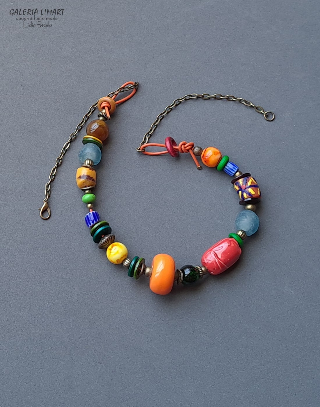 Naszyjnik optymistyczny bis dla osoby z fantazją bajecznie kolorowy unikalny prezent handmade